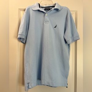 Nautica men’s baby blue polo shirt.  Size small.  Never worn.
